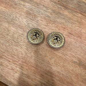 Vintage Versace Lion Earrings 70s 80s Gold Tone Gianni Versace Clip Ons
